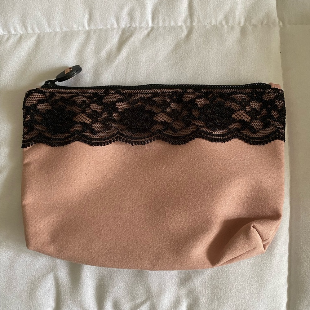 Elegant Peach and Black Lace Women's Bag